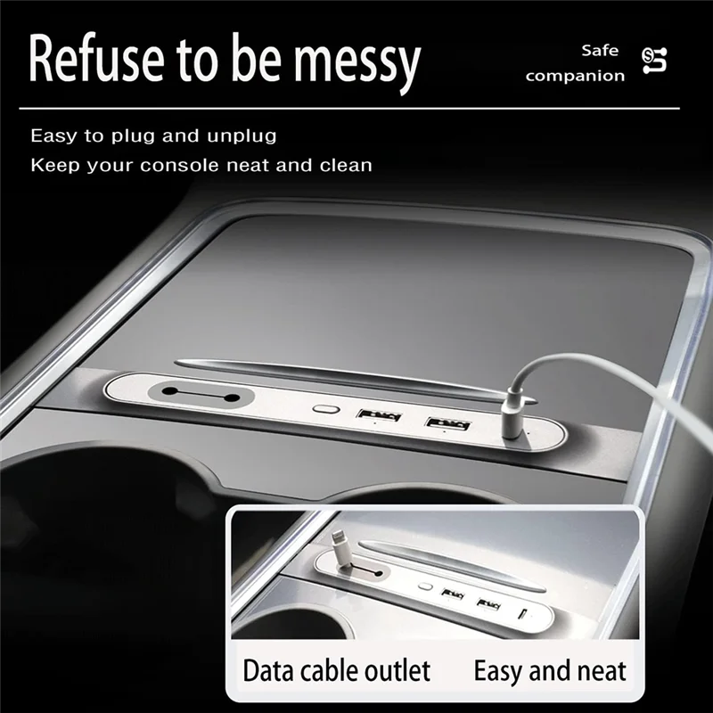 

R1-27W Quick Smart Charger Car Center Console USB Hub Docking Station Component For Tesla Model 3/Y 2021-2023 Hub Multiport Adap