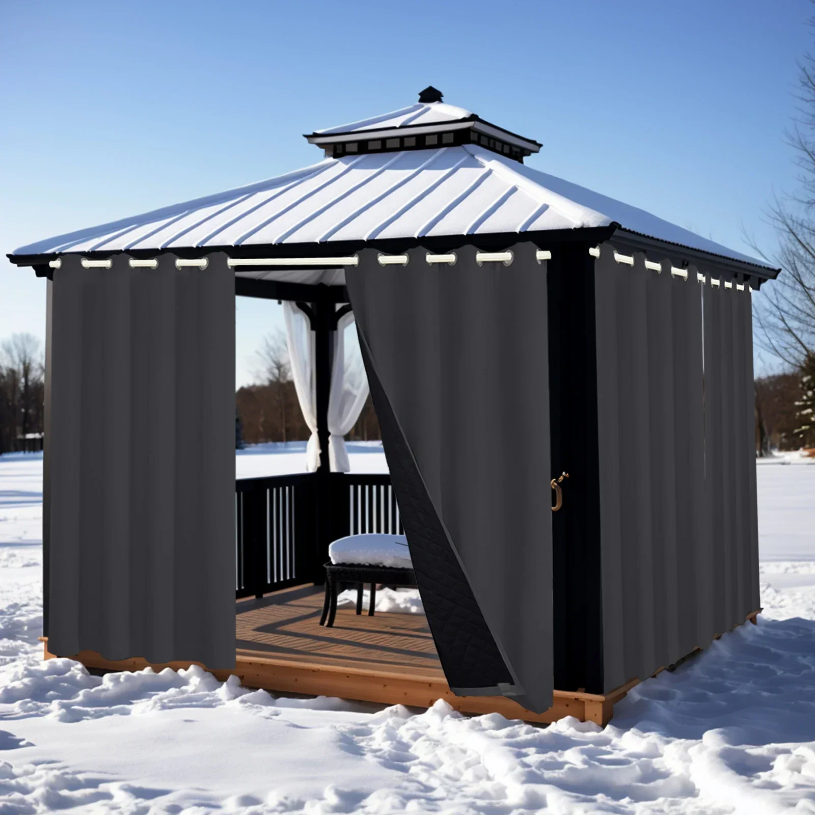 Outdoor Thermal Insulated Curtain, Windproof Drape Screen, Heavy Duty, Soundproof Barrier, Tapestry Blanket, Winter Doorway Cove