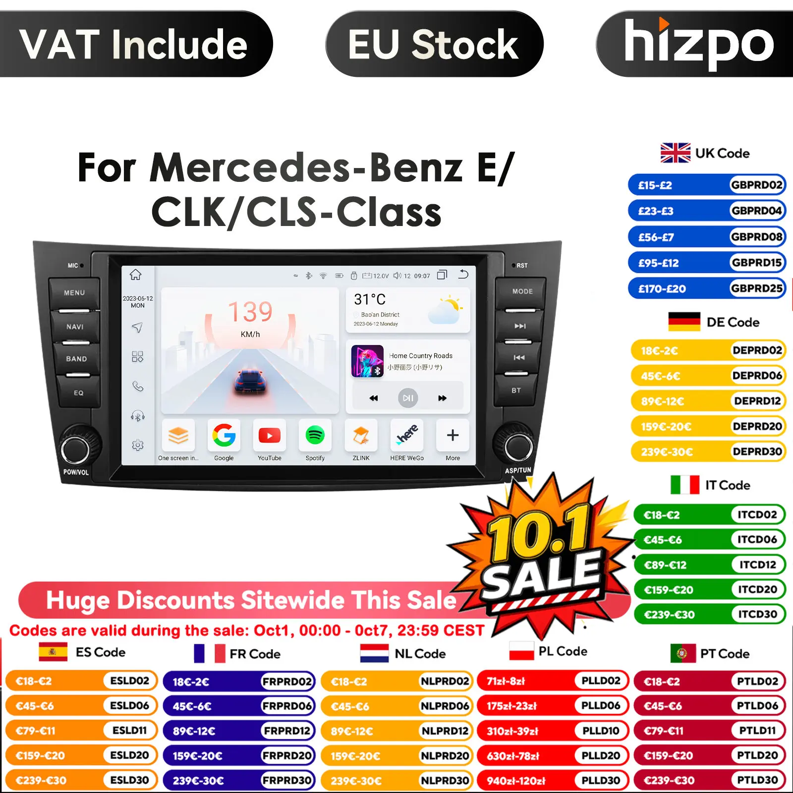 4G-LTE Carplay Android Autoradio GPS per Mercedes Benz classe E W211 E200 E220 E300 E350 E240 E270 E280 W219 Multimedia Autoradio