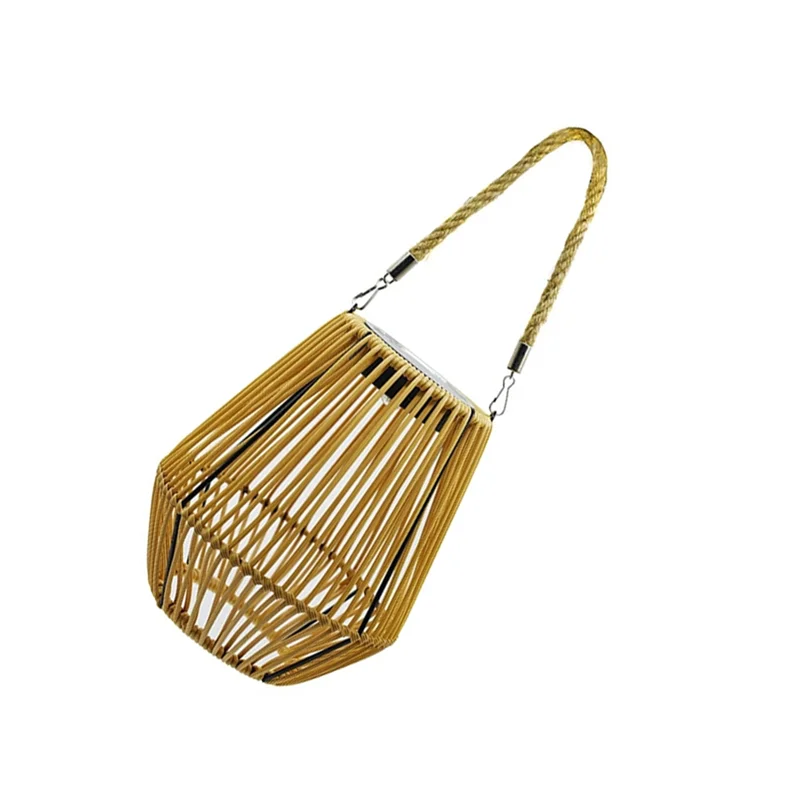 A27F-lanterne solaire extérieure en rotin, lampe de jardin LED en osier étanche pour décoration de Patio dans la cour de jardin