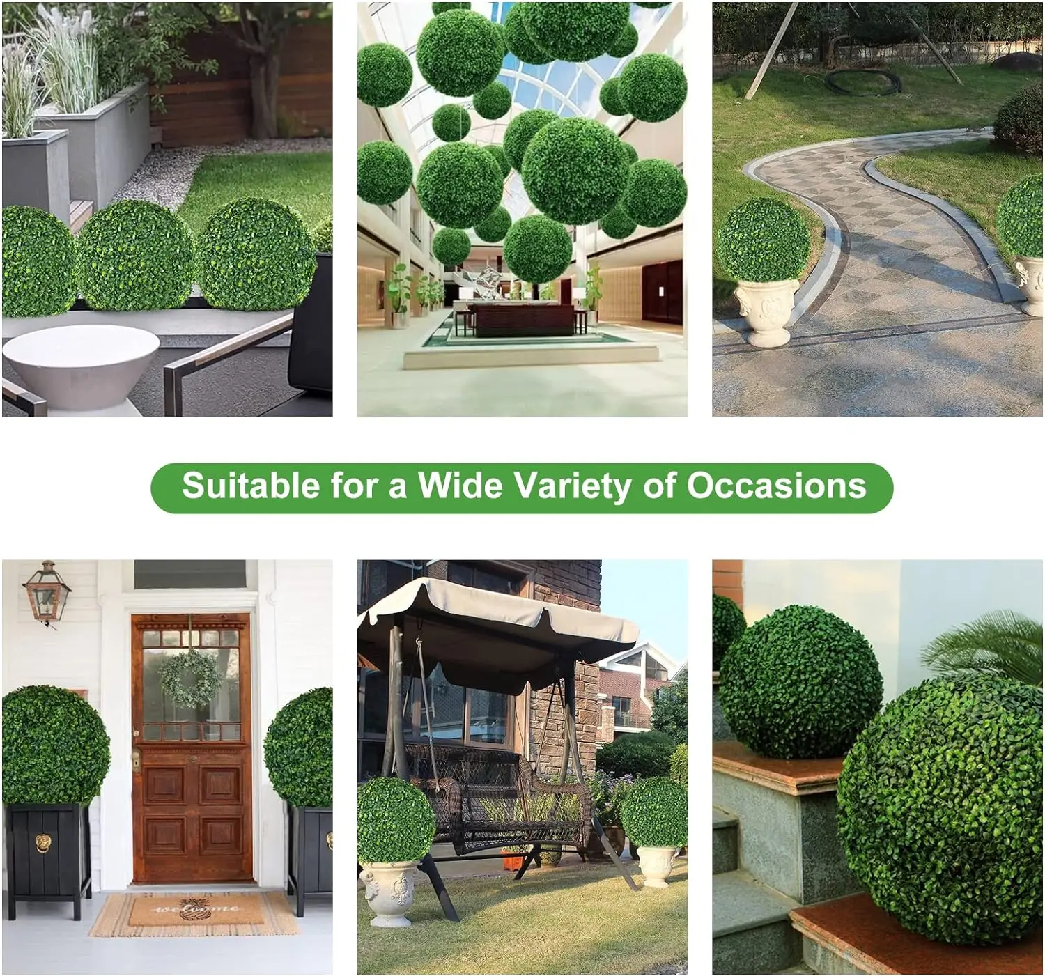 Artificial Plant Boxwood Topiary BallFaux Plants Decorative Grass Balls UV Protected for Home Patio Garden Balcony Wedding