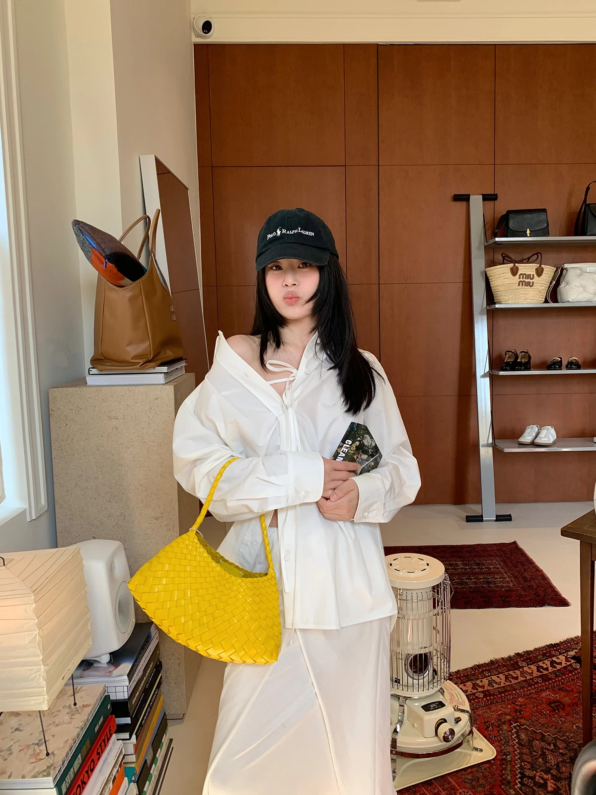 

Women's Cotton irt Two-Way Wear Strap Design Breathable Comfortable Long Sve Loose Fit Pure Color Commute Sle