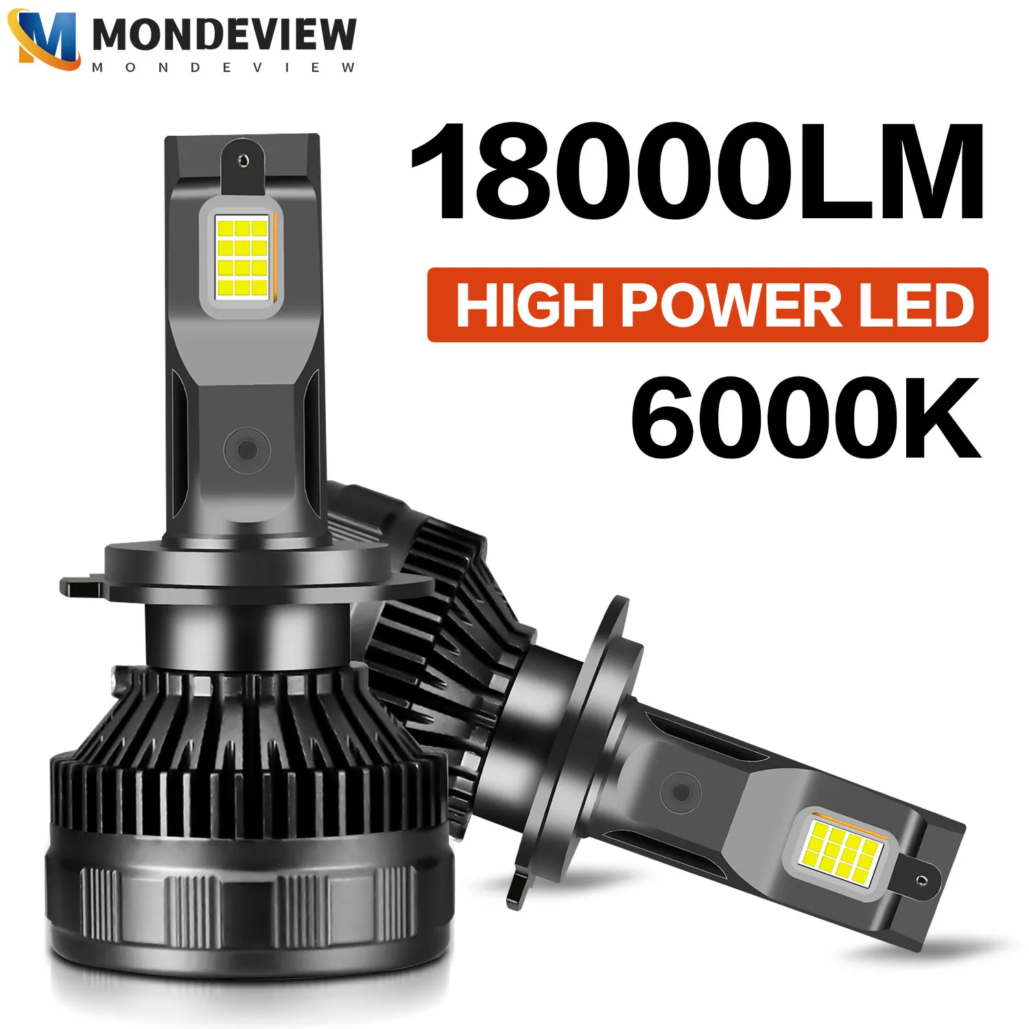 MONDEVIEW 2pcs P23 high-power decoding adjustable H1 H4 H7 H11 9005 9006 9012 car headlights 6000K 18000LM 480W running lights