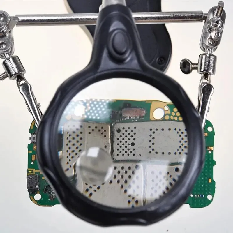 3.5X 12X Helping Hands Third Hand Soldering Iron Welding Stand Station with 2 LED Clip Welding Magnifier Magnifying Glass