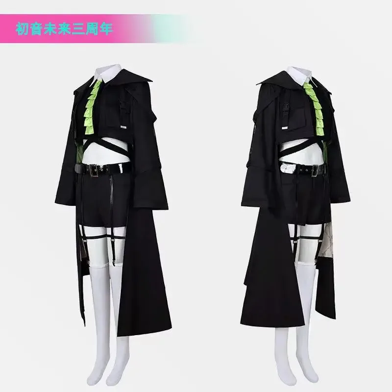 

qq023Third Anniversary Project Sekai Colorful Stage Feat Vivid Bad Squad Miku Outfits Woman Long Windbreaker Open Navel Hallowee