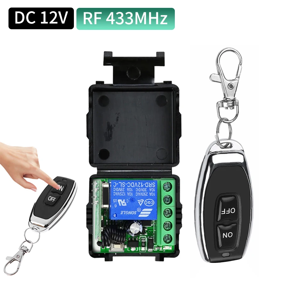 

RF433MHz Remote Control Learning Code EV1527 Transmitter DC 12V 1CH 10A Relay Receiver Switch Car Gate Garage Door Opener Module