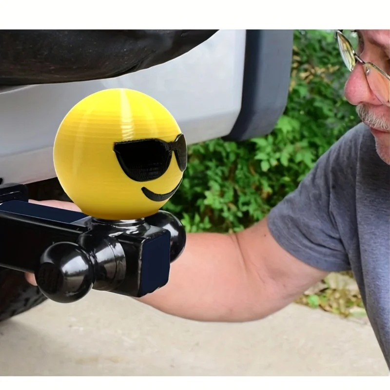 Copertura Universale da 50mm per Gancio Traino con Faccina Divertente, Protezione per Sfera di Traino, Accessorio Auto