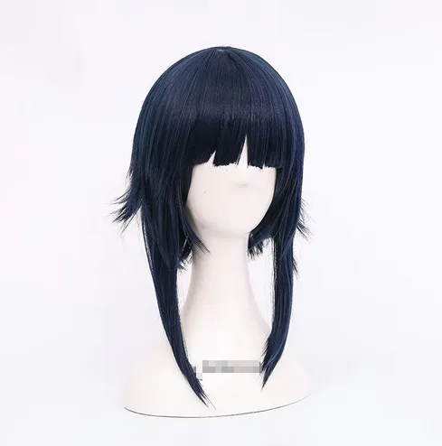 Anime Hyuga Hinata Perucas Cosplay, Cabelo sintético mix preto e azul, Festa fofa, Carnaval Role Play peruca, 2 estilos, Boné