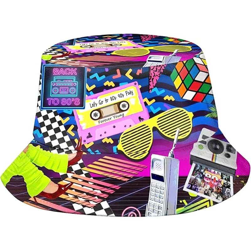 2024 Fashion Retro 80s 90s Bucket Hat Rave Festival Party Outfit for Women Men