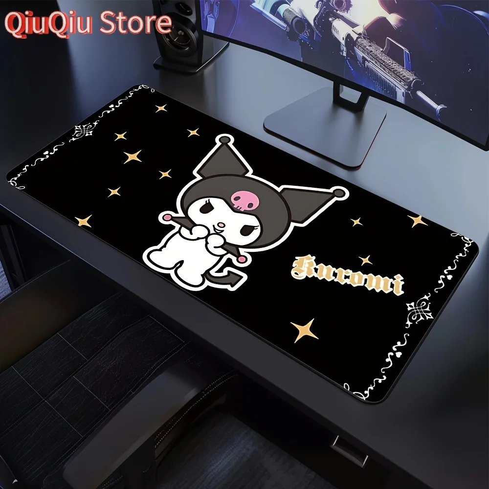 

Sanrio Kuromi Mouse Pad - Cute Cartoon Design with Golden Stars & Swirls, Anti-Slip Surface, Multiple Sizes (400x900mm/300x600mm