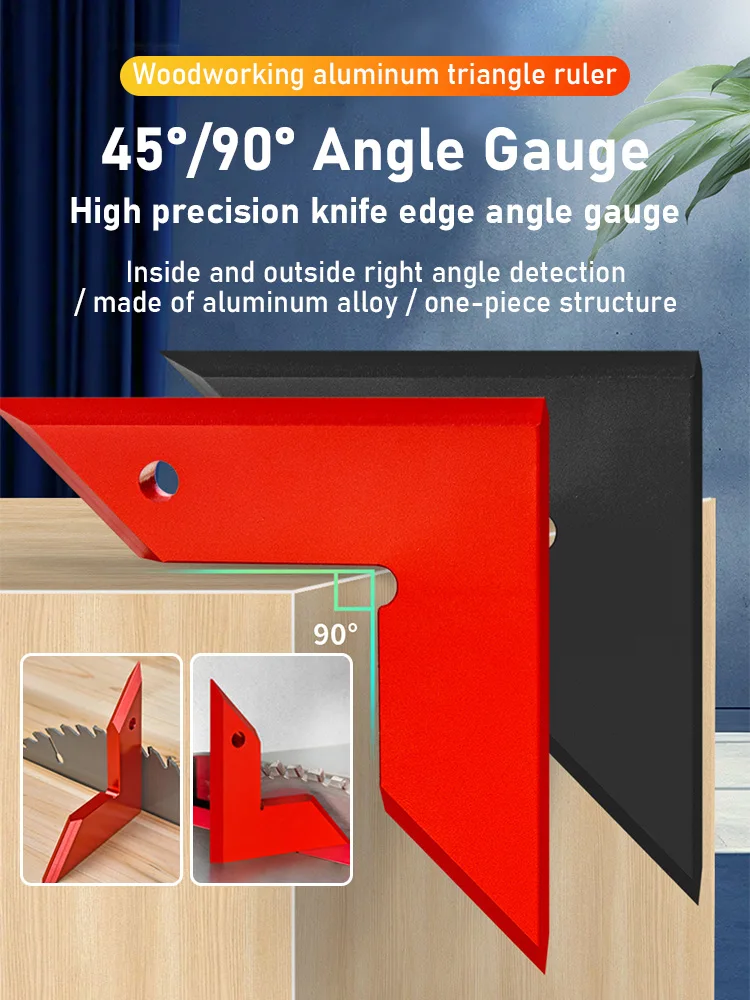 Table Saw Angle Ruler, 45 Degree Knife Edge Ruler, 90 ° Right Angle Gauge, L-shaped Triangle Ruler