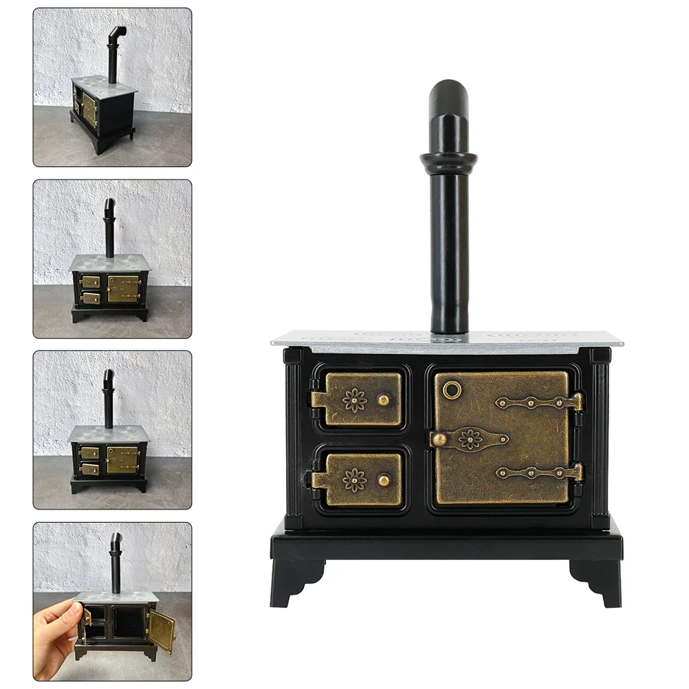 Lifelike Cooking Bench Mini Kitchen Dollhouse Stove Decor Iron Child Cooktop Prop