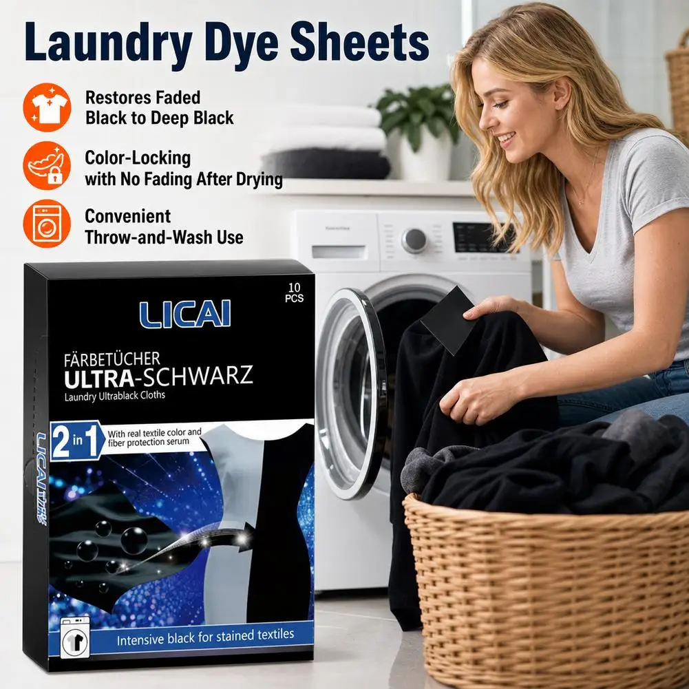 10Pcs Anti Fade Black Clothing Restorer Sheets Universal Easy to Use Clothing Blackening Film Laundry Enhancer Sheet