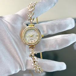 Women's Rhinestone Setting Watches Easy Read Round Rhinestone Quartz Wrist Watch for Outside Office Business Meeting