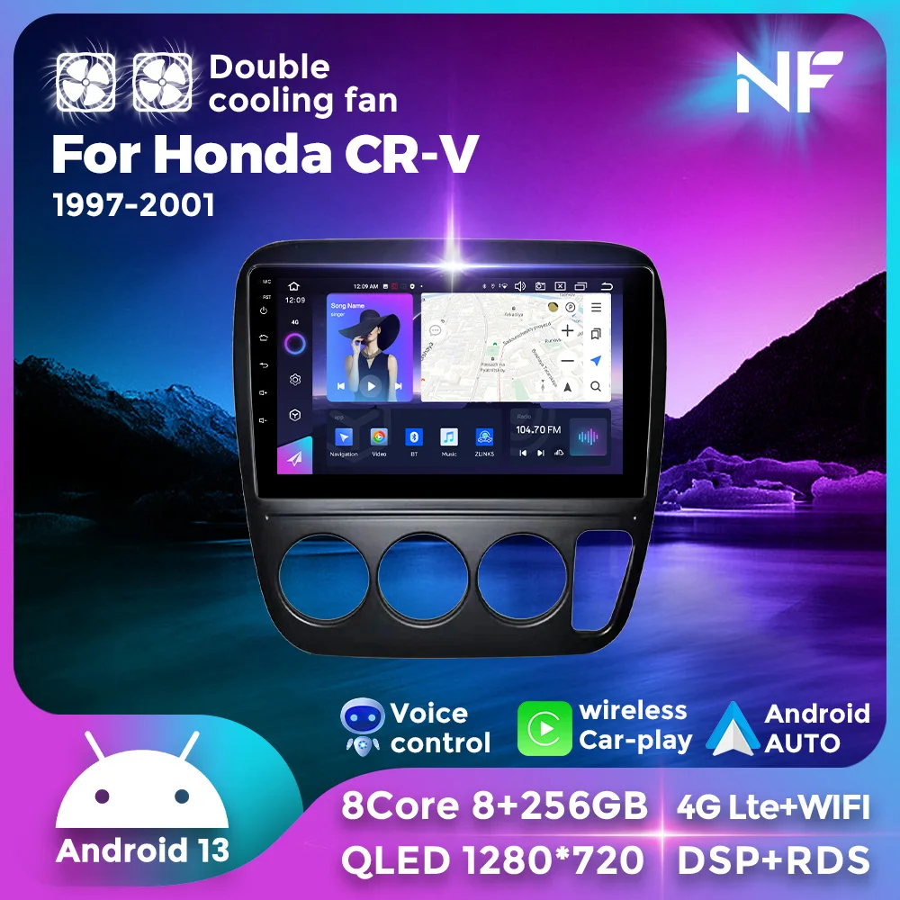 

NaviFly 9'' Android 13 Auto Wireless CarPlay 8G+256G For Honda CR-V CRV 1997-2001 GPS 2 Din Car Radio Stereo Intelligent Systems