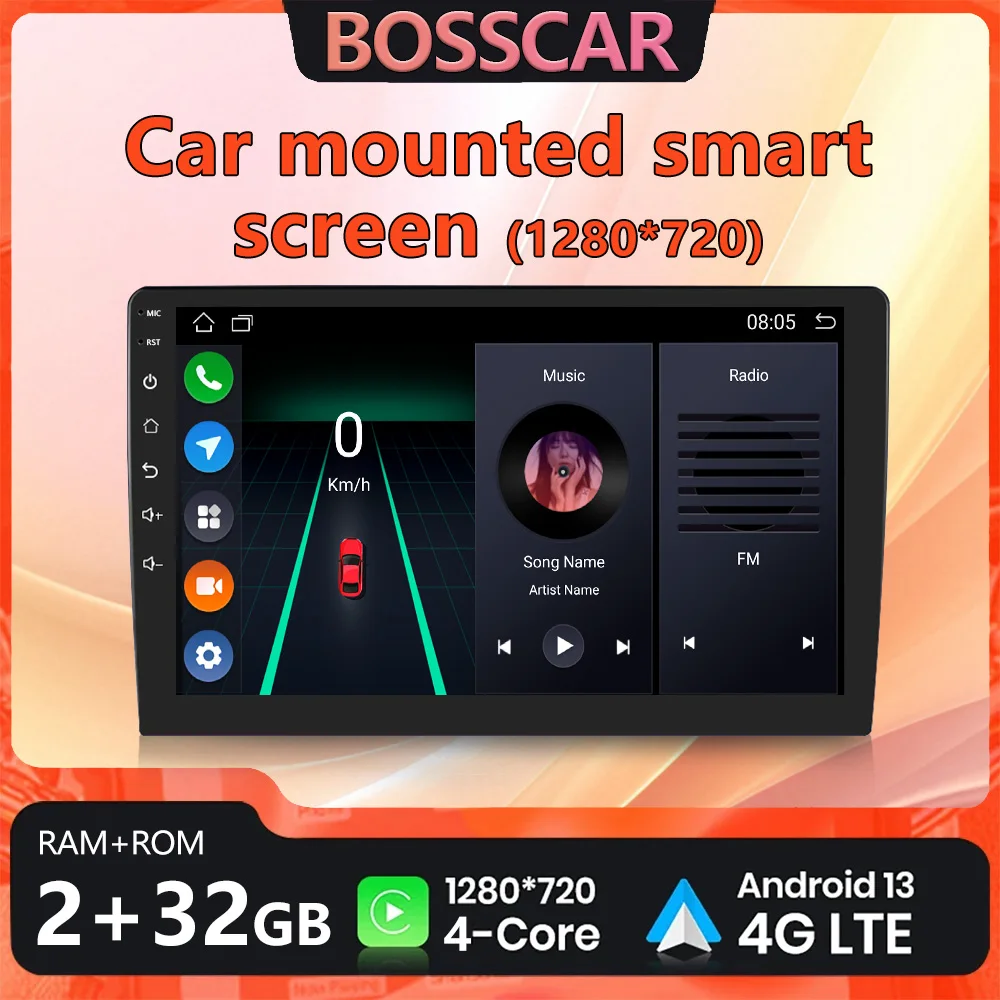 

BOSSCAR Android 13 7/9/10Inch 2 Din Car Radio Multimedia Video Player Navigation GPS Stereo Head unit For Nissan Kia Toyota