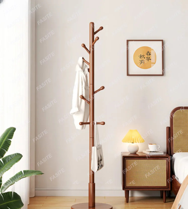 

Clothes hanger floor-to-floor coat rack bedroom solid wood clothes rod living room simple solid wood clothes hanger