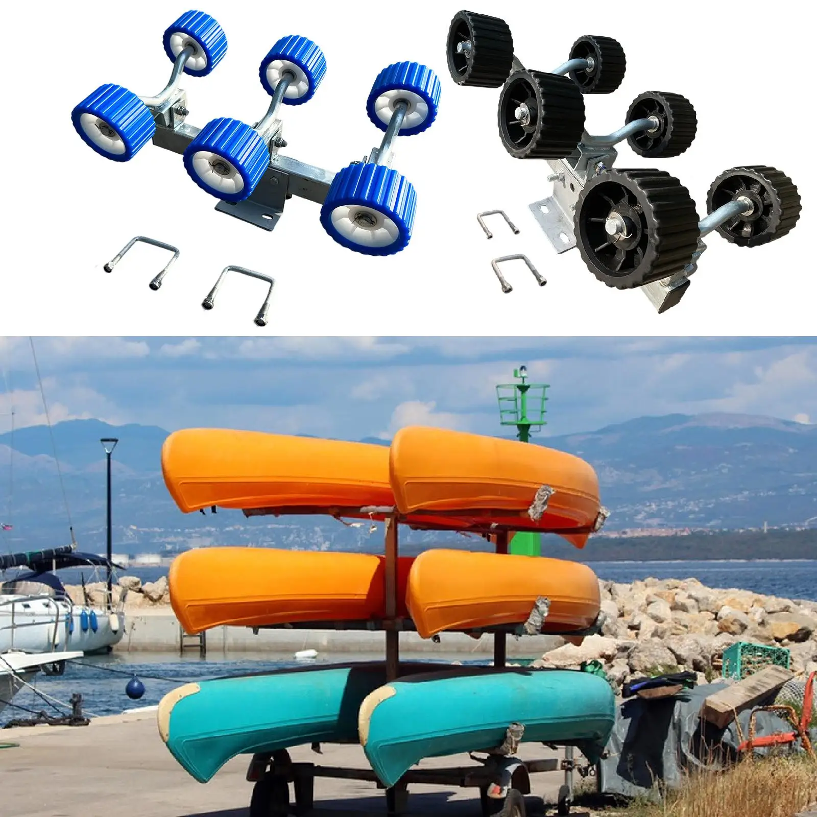 

Sturdy Boat Trailer Roller Galvanized Metal Bottom Support Marine Roll Kit Easy Install for Boat Transport