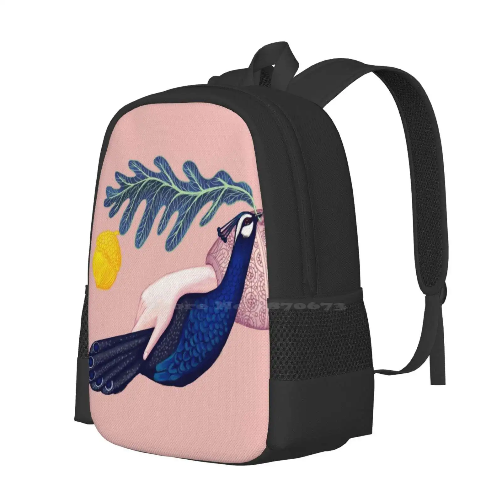 Peacock Hot Sale Schoolbag Backpack Fashion Bags Peacock Bird Leaf Nut