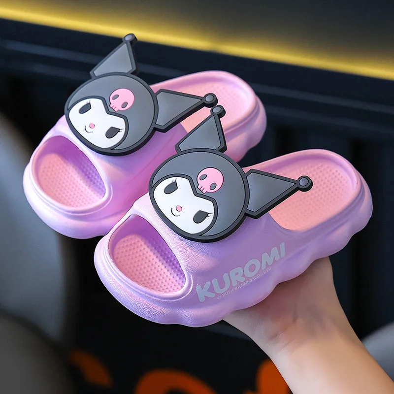 New Sanrios Child Slippers Summer Kuromi Cinnamoroll Animation Cartoon Kawaii Household Use Simple Bathroom Anti-Slip Sandals