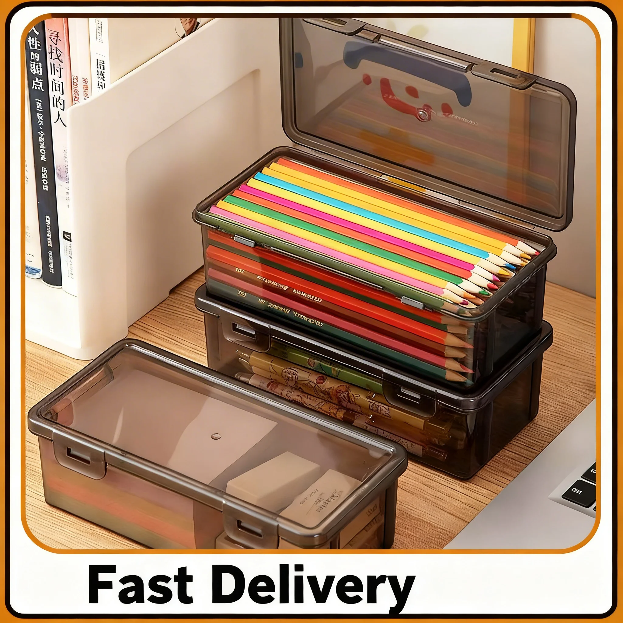 1/2PCS Transparent Black Storage Box Large-Capacity Storage 