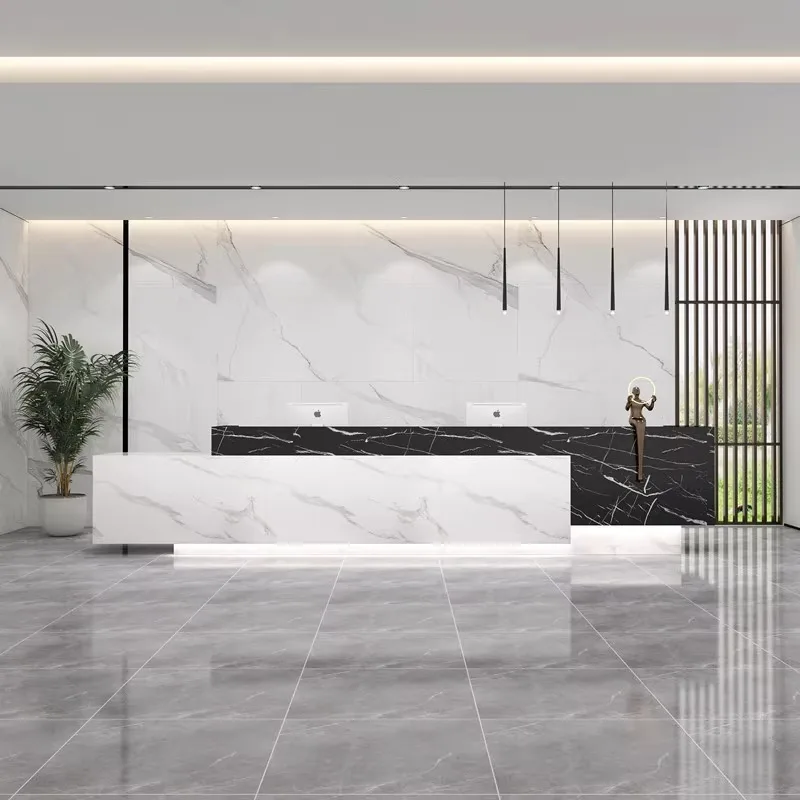 

Modern Company Front Desk Hotel Sales Department Simple Modern Counter Table Slate Imitation Marble Checkout Page