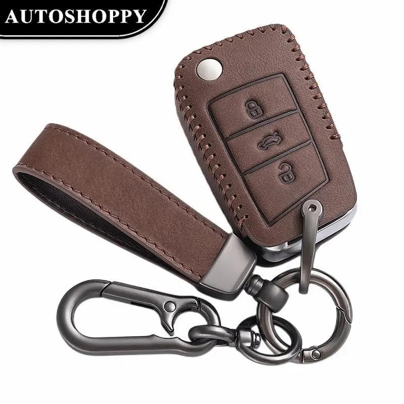 

Car Key Case Cover For Volkswagen VW Polo Golf 7 MK7 Tiguan passat For Skoda Octavia Kodiaq Karoq For Seat Ateca Leon Key Bag