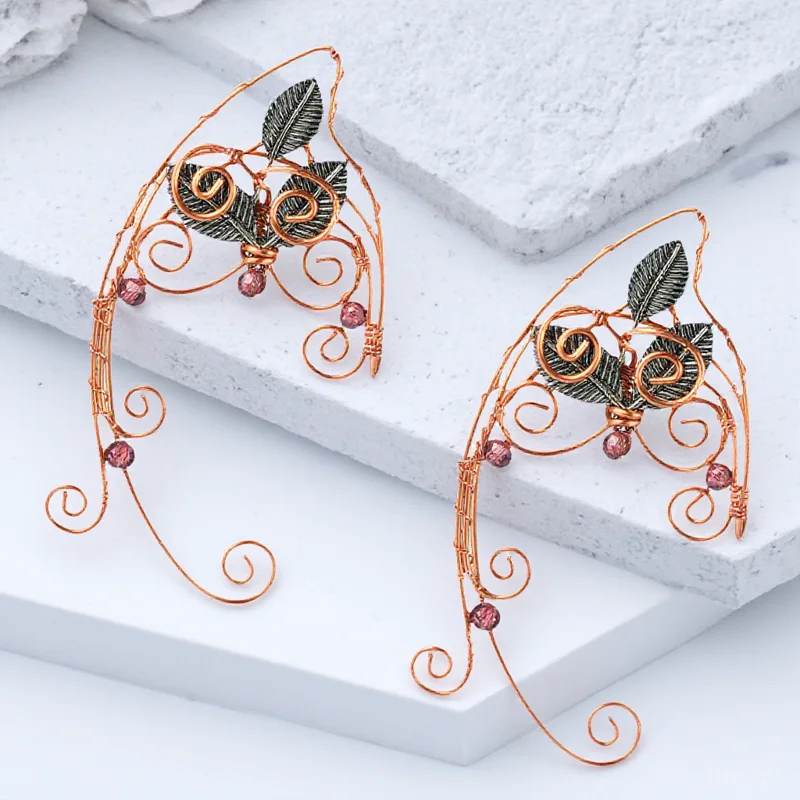 

2PCS Elf Ear Clip Handcrafted Alloy Earrings Stylish Retro Women Halloween Christmas Wedding Cosplay Accessories Jewelry Gift