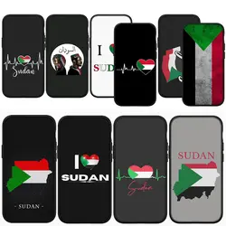 Sudan Flag Map Cover Phone Case for Apple iPhone 16 15 14 13 12 11 Pro Max 6 6S Plus + SE 14+ 16+ Soft Casing