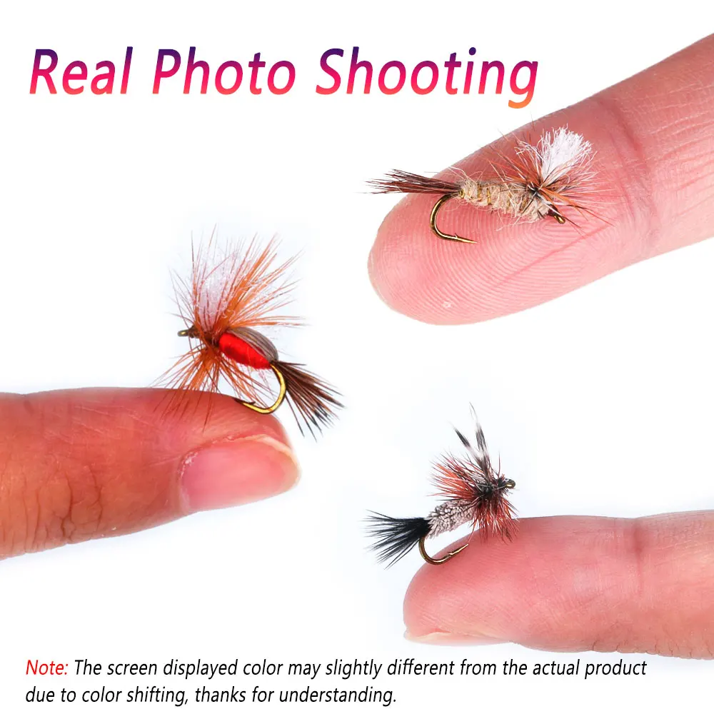 Bimoo 8pcs #14  Barbed Parachute Adams Dry Fly Adams Irresistible Dry Fly Red Humpy Dry Fly Floating Trout Fishing Lures Bait