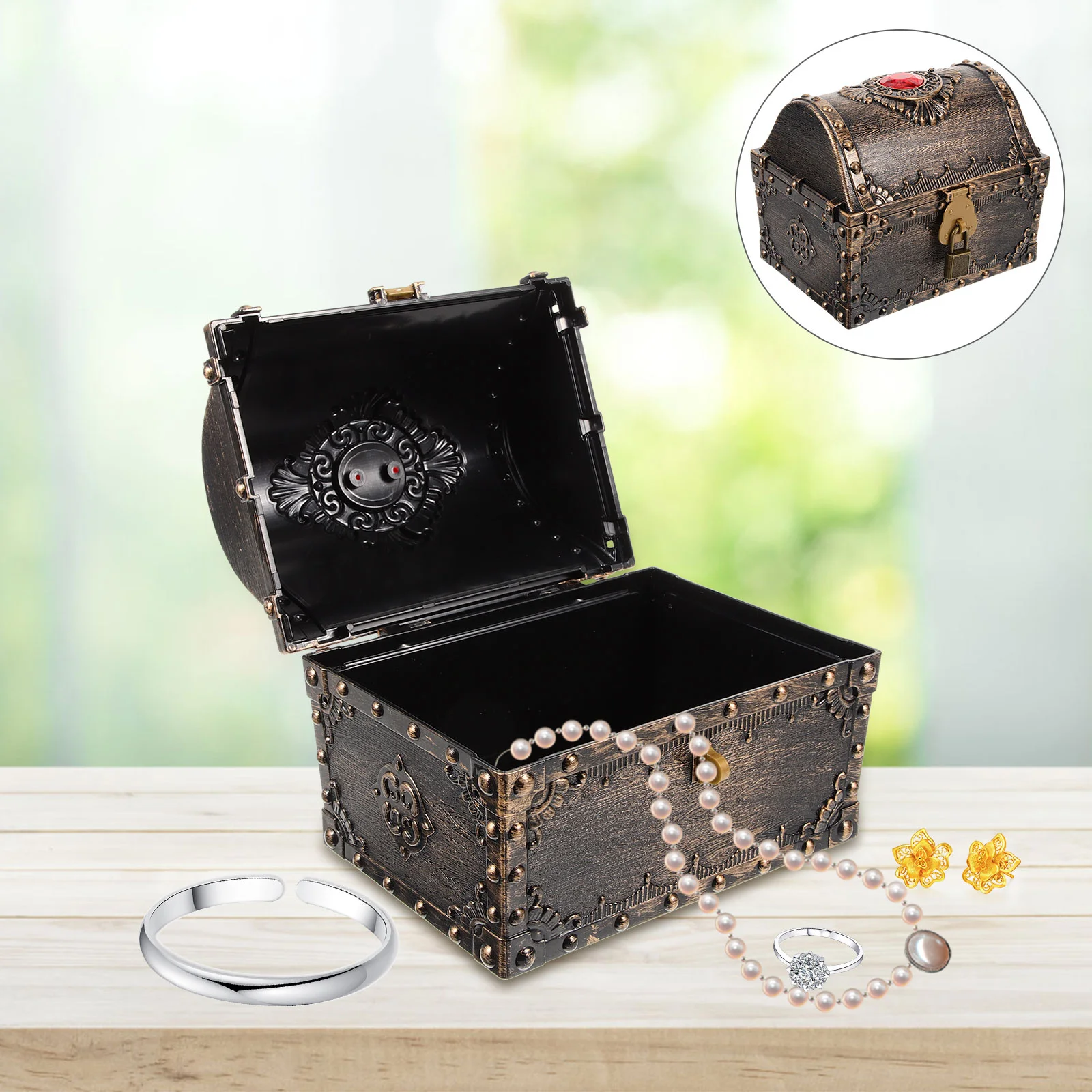 

Pirate Treasure Hunting Box Children's Retro Storage Creative Gemstone Props Large Chest Toy Plastic