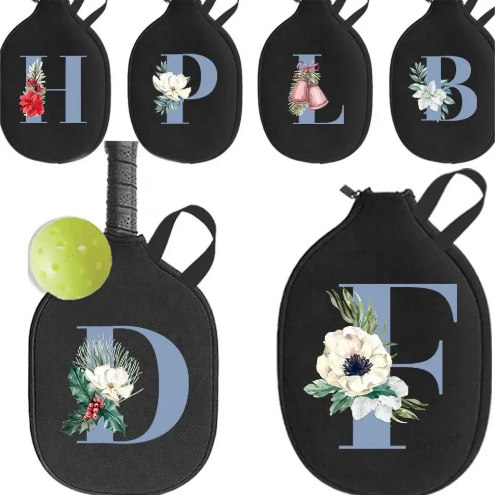 

Pick Ball Bag Zippered Racket Organizer Bags Mesh Pickle Handbag Paddle Pouch Storage Pocket Blue Letter Printed Series