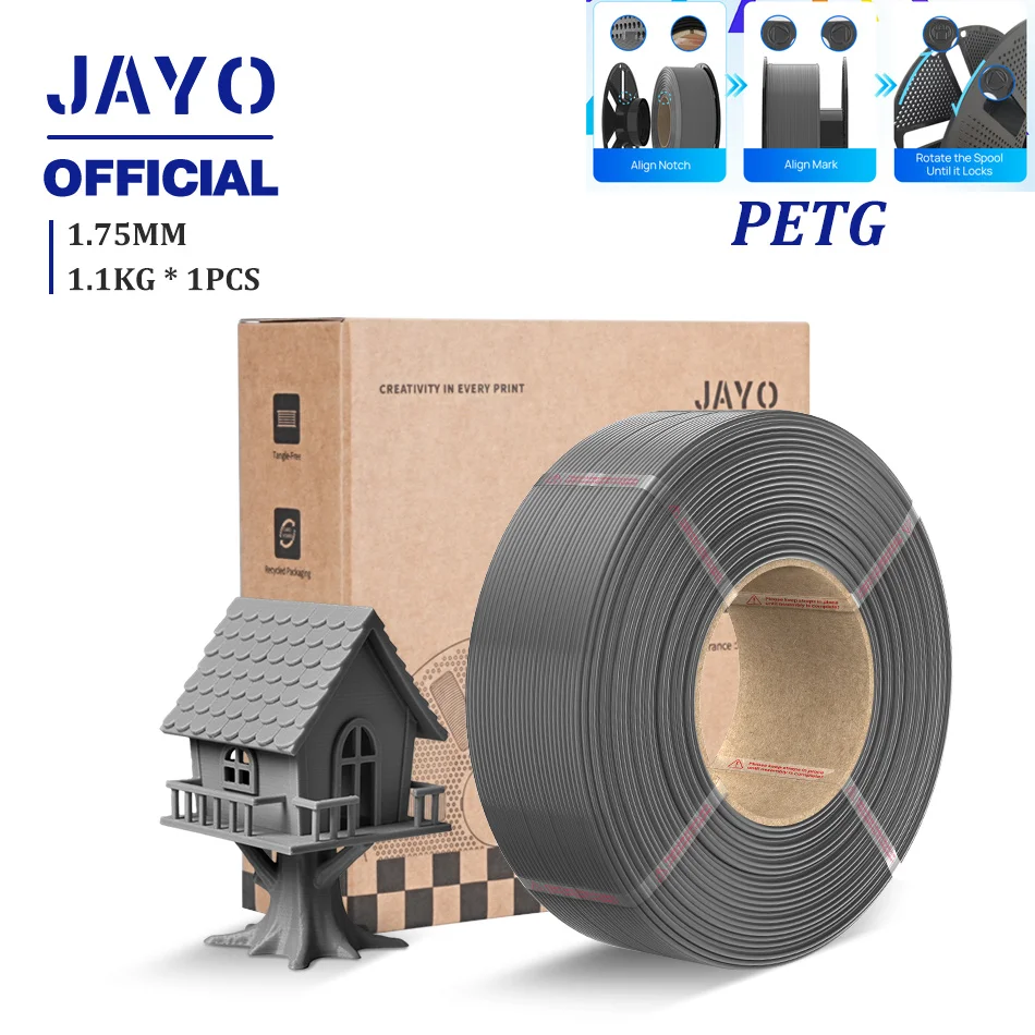 JAYO 3D-Drucker-Filament Nachfüllpack PLA/PETG/PLA+ Nachfüll-Filament 1,1 kg ohne Spule PLA-Filament für wiederverwendbare Spulen Kompatibel mit Bambu Labs