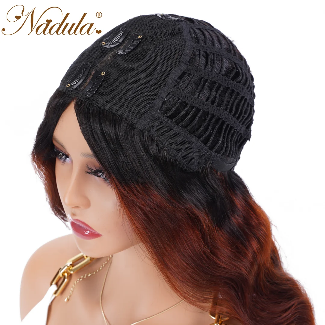 Nadula Hair V Part Body Wave Hair Wigs Glue Less Breathable Hollow Out Cap Upgrade New Breezy Open Cap Brazilian Hair Wigs