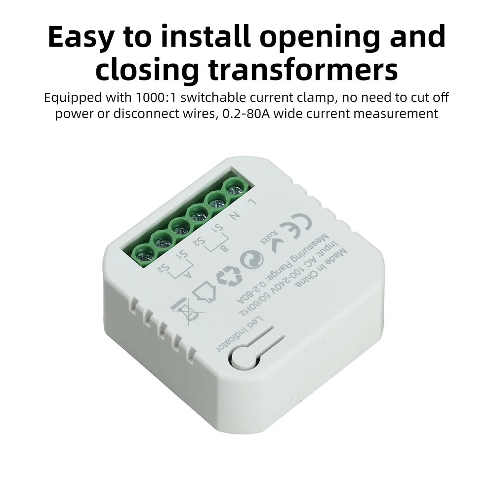 80A Tuya WiFi Bidirektionaler Energiezähler Solar-PV-Generations- und Verbrauchsmonitor mit Stromwandler für Smart Home Energiemanagement – Detail 7