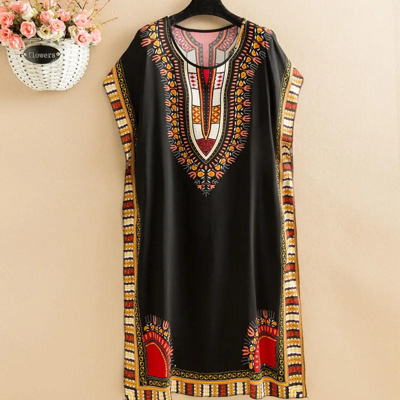 Sleep Dress Mid-Length Ethnic Style Nightdress Beach Sleeveless Summer Nightgowns Women Sleepwear Nightshirt Loose Dress