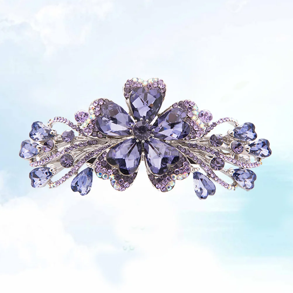 

1pc Rhinestone Flower Hair Buckle Clip Spring Buckle Ponytail Holder For Women Hairpin Fashion Headdress Accessory