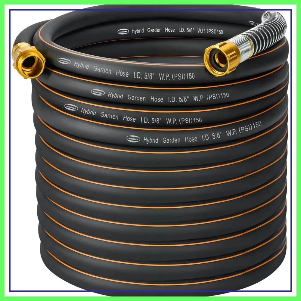 

5/8 in. x 100 ft. Heavy Duty Hybrid Garden Hose, No Memory, Flexible & Durable for Watering & Irrigation