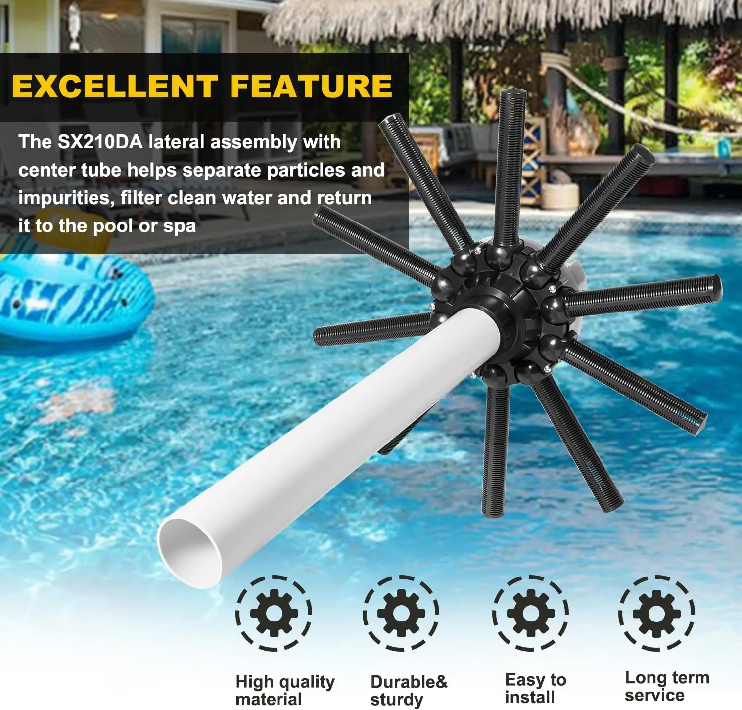 TM SX210DA Lateral Assembly with Center Pipe Compatible with Hayward Pro Series Sand Filter and Automatic Skimmers S210T 23 3/4”