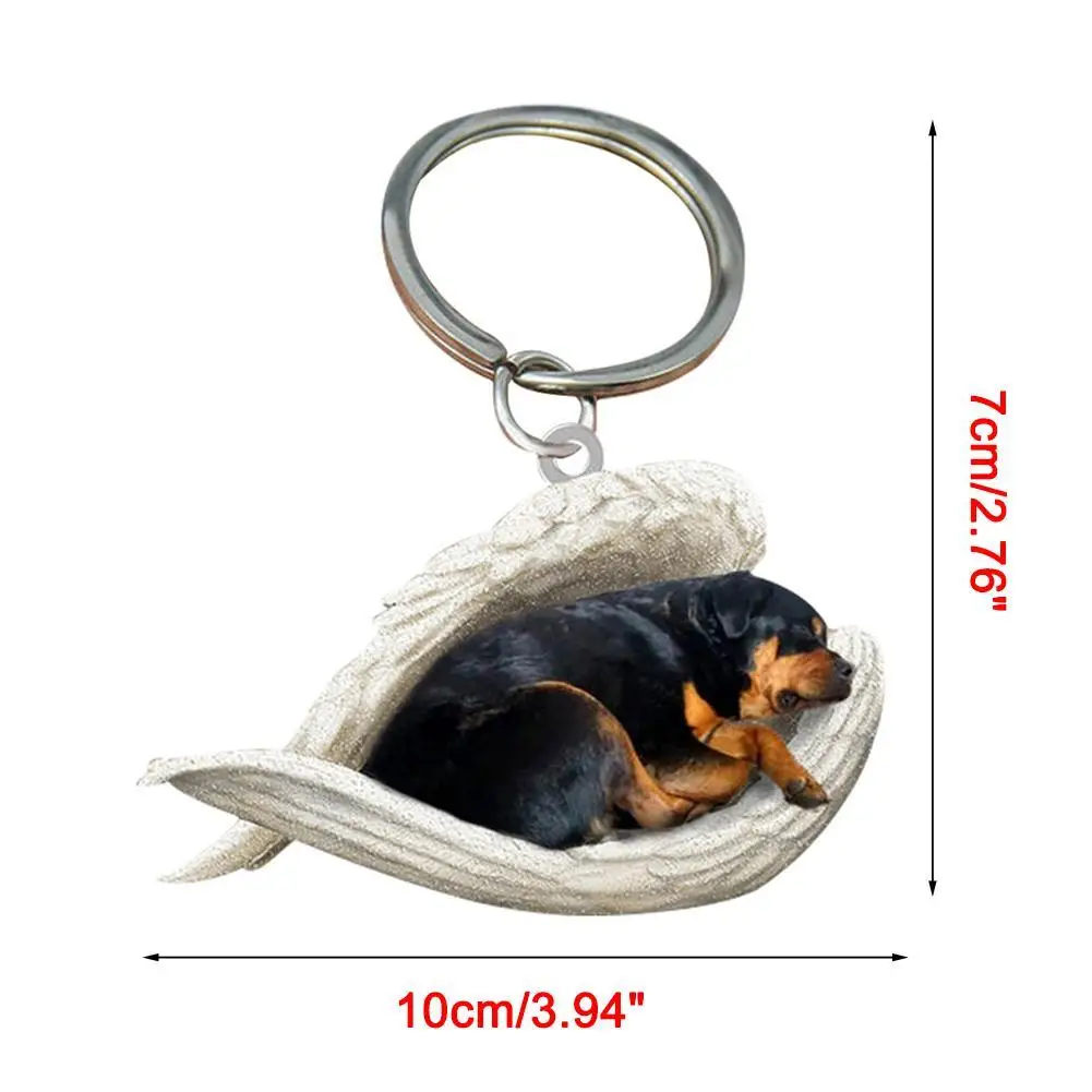 1PC Sleeping Angel Dogs Hung Ornament Keychain Interior Rear View Mirror Decor Cute Funny Home Door Head Ornament Gifts 2022