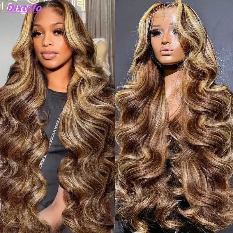 

220 Density Highlight Body Wave Wig Brazilian Human Hair Wigs For Black Women 13x4 Honey Blonde HD Lace Front Wig
