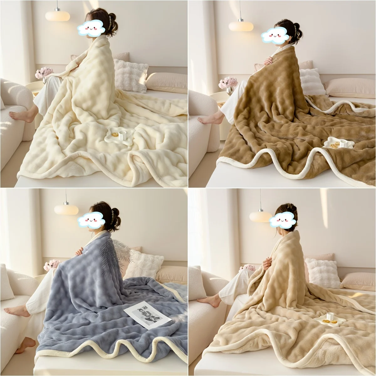 Thickened Luxury Blanket Throw Blanket, Rabbit Rabbit Velvet Bubble Blanket, Breathable Skin-friendly Warm Effect Good