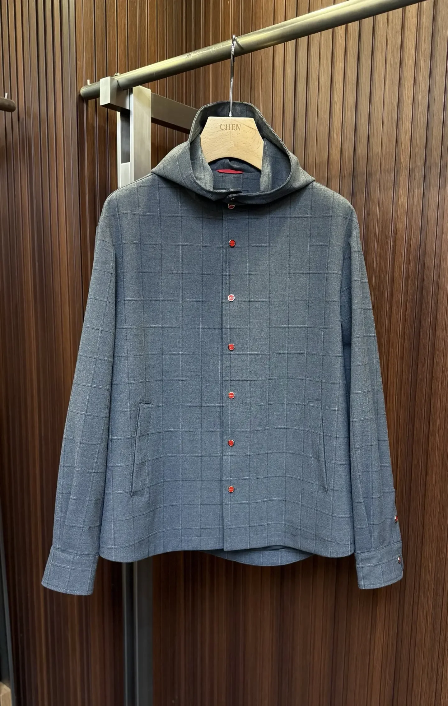 Kiton Italian Fall Checkered Hooded Jacket