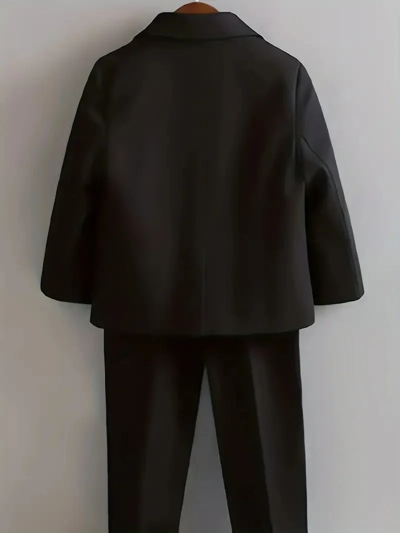 Boys Formal Black 2Piece Suits Set with Jacket Pants For Birthday Stage Show Speeches Hosting Flower Boys Wedding Outfit