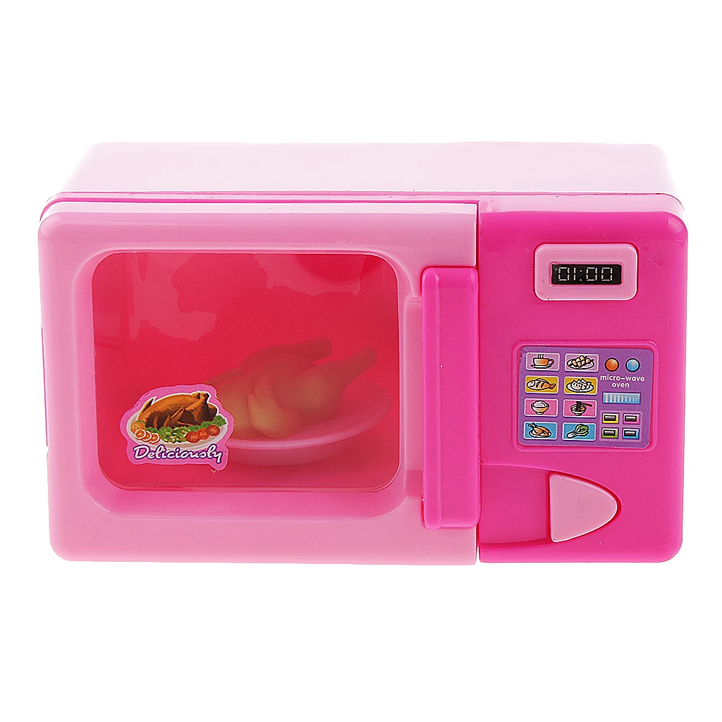 Kids Pretend Role Home Appliance Furniture Microwave Oven-Pink