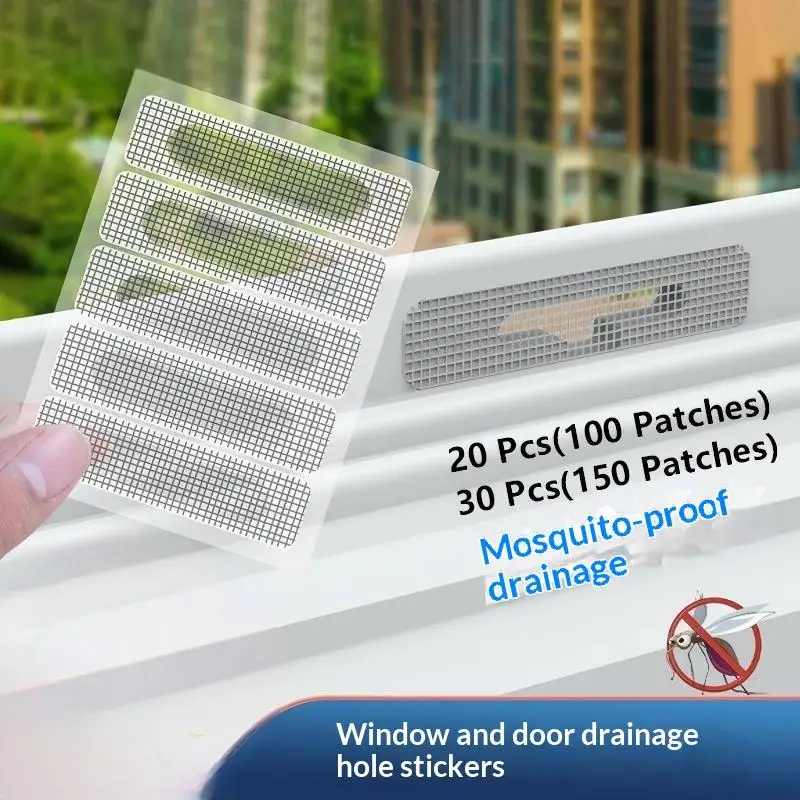 20/30Pcs Self Adhesive Window Screen Repair Sticker Window Drainage Hole  Proof Mesh Stickers For Home Door Window Balcony