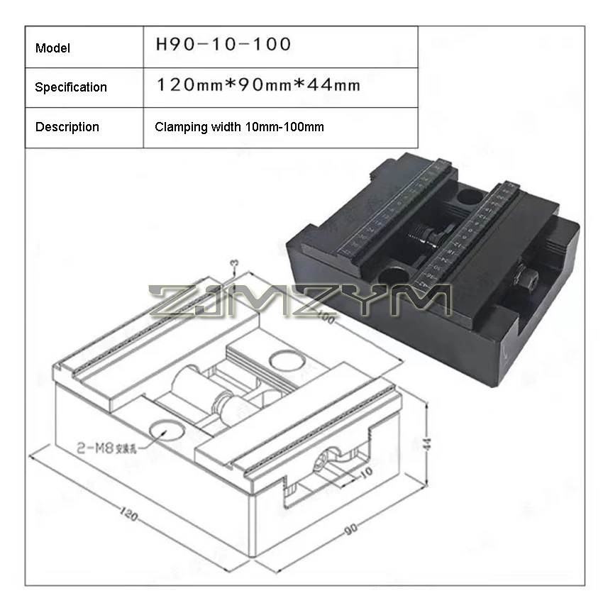 H90-L50/H90-10-100/H90-10-100L centro di lavoro CNC a 5 assi morse autocentranti dispositivo di precisione concentrico pinze a becchi piatti