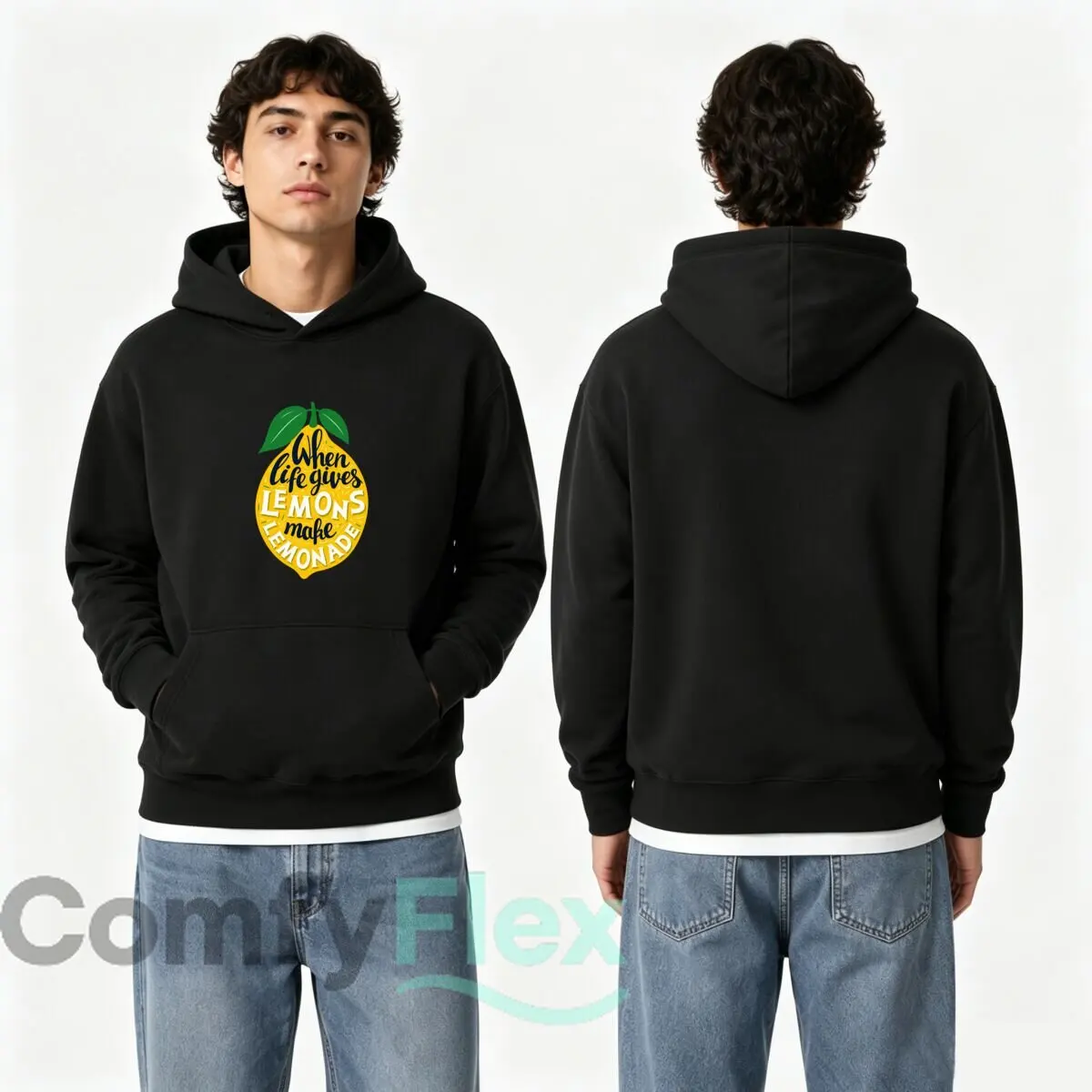 When Life Gives Lemons Make Lemonade Inspirational Quote Autumn and winter new men's and women's hooded sweatshirts