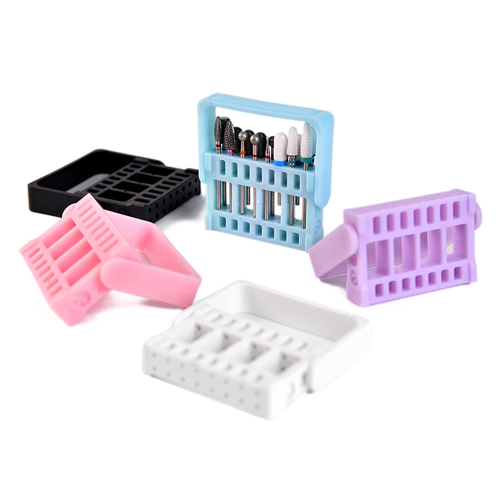 1PC Nail Drill Bits Holder Container Case for Milling Cutter Manicure Pen Holder Stand Shelf Acrylic Display Manicure Tools