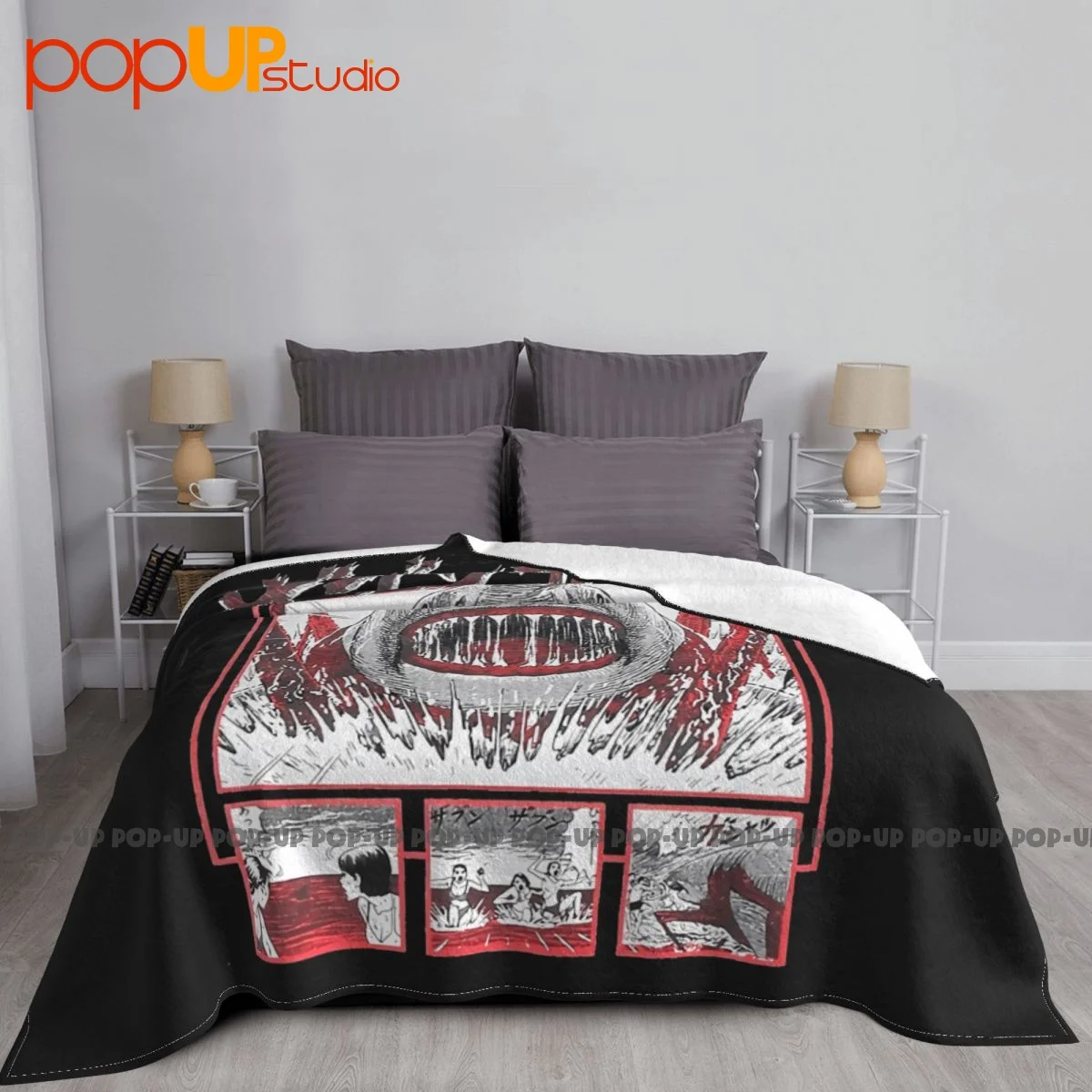 Junji Ito Gyo Shark Blanket Flannel Sofa Cover Machine Washable